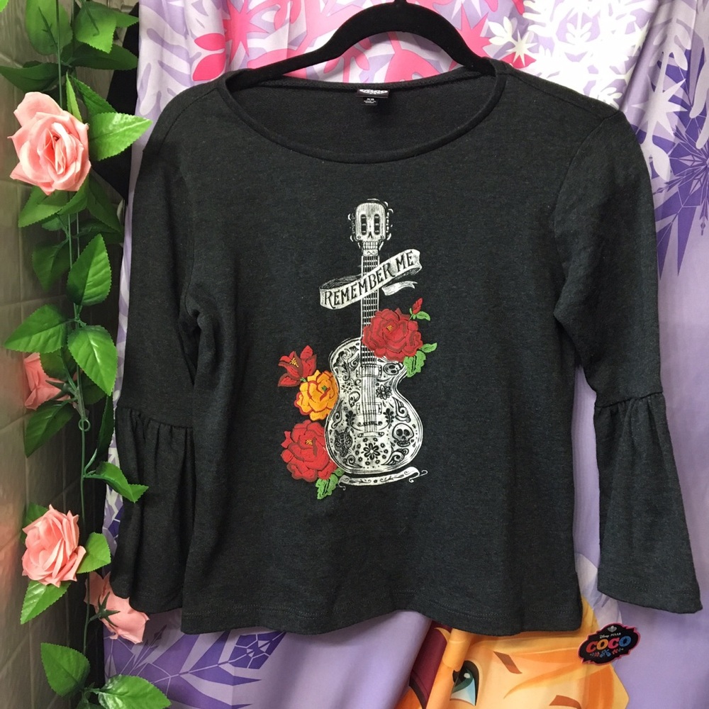 Disney coco gray remember me bell sleeve top